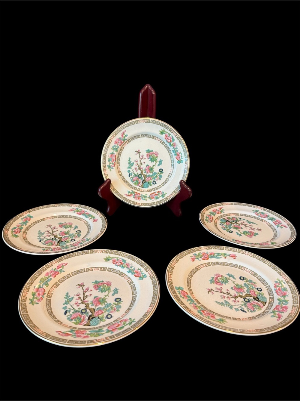 Vintage Crownford Burslem Indian Tree Plates Set Of 5